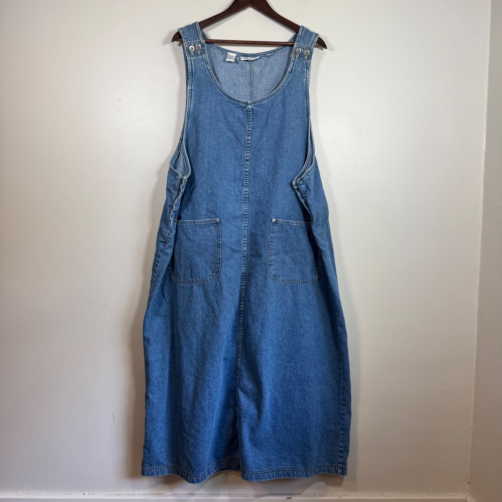 J. Jill Vintage Denim Oversized Pinafore Jumper Dress Size 3X Blue